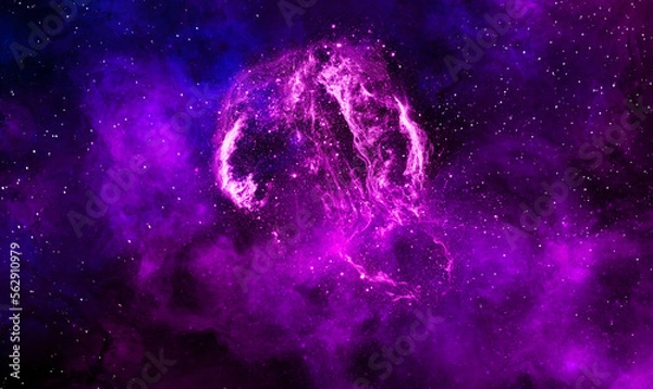 Fototapeta Space background with realistic nebula and shining stars. Abstract scientific background with nebulae and stars in space. Nebula night starry sky in rainbow colors. Multicolor outer space.	