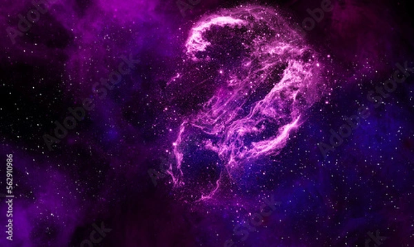 Fototapeta Space background with realistic nebula and shining stars. Abstract scientific background with nebulae and stars in space. Nebula night starry sky in rainbow colors. Multicolor outer space.	
