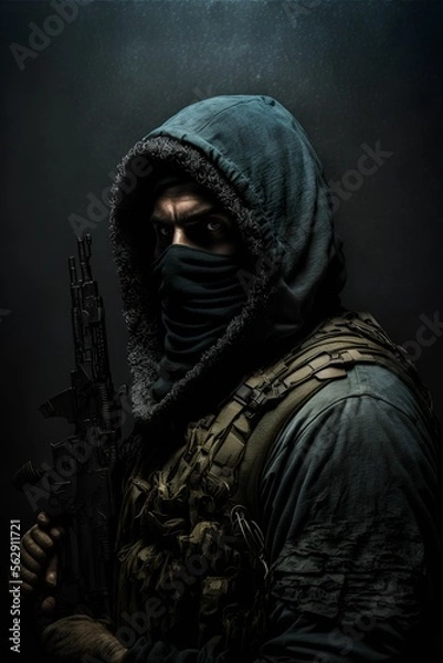 Obraz Counter-Strike style Terrorist Profile Picture. Generative AI.