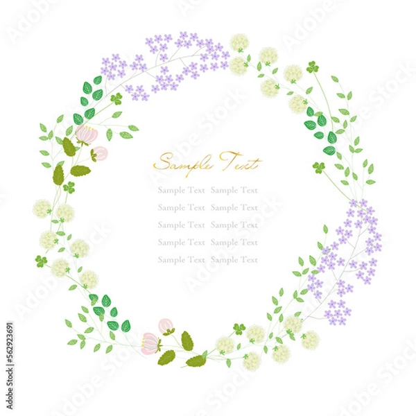 Obraz 花輪 丸フレーム ボタニカル 円形