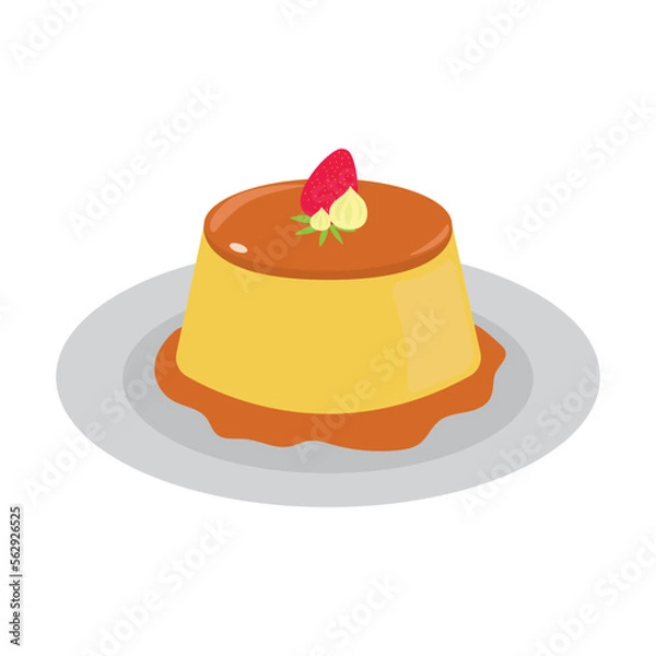 Obraz Pudding on a plate in vector. Isolated on a white background.