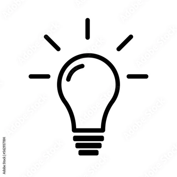 Fototapeta Light Bulb Line Icon ,  Isolated On White Background, Creative Thinking, Analytical Thinking For Processing.