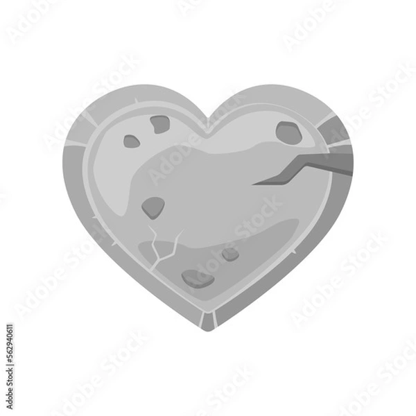 Fototapeta Heart stone sign for game design cartoon illustration. Heart blank button, panel or board for apps menu on white background. Web design concept