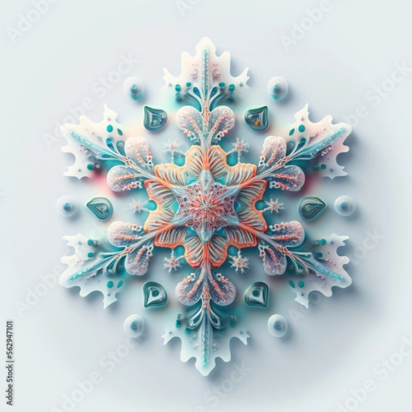 Obraz snowflake close, macro , generative AI 
