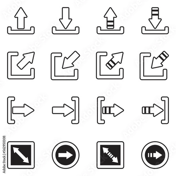 Fototapeta Arrow Icons. Line With Fill Design. Vector Illustration.