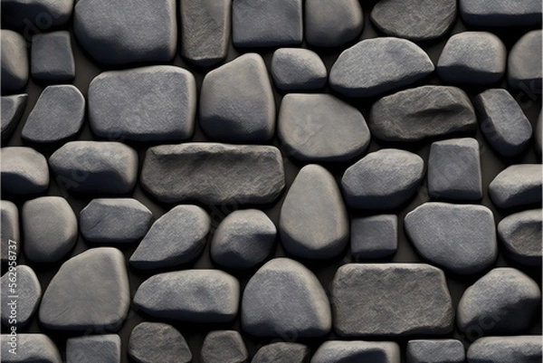 Fototapeta mid gray pebble stone rock surface background texture pattern, generative ai