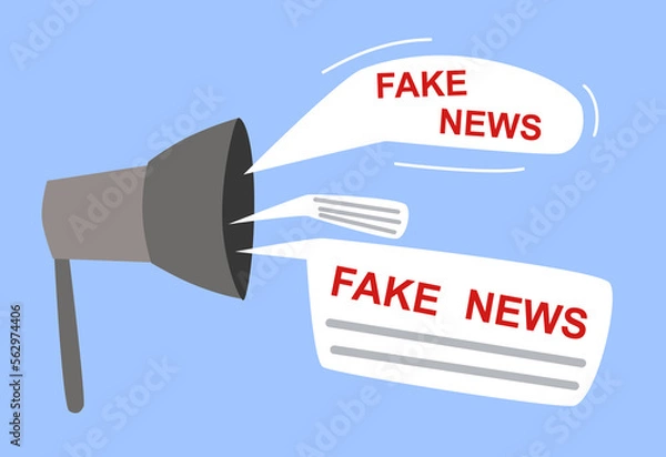 Fototapeta fake news is coming out of the loudspeaker. Vector illustration in a flat style.