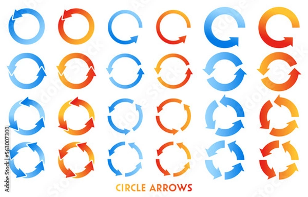 Fototapeta 赤と青のグラデーション丸型回転矢印セット