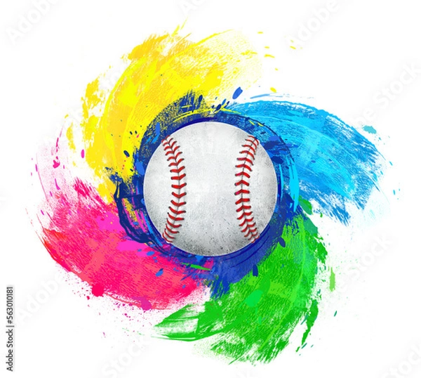 Obraz baseball illustration with splash color background	