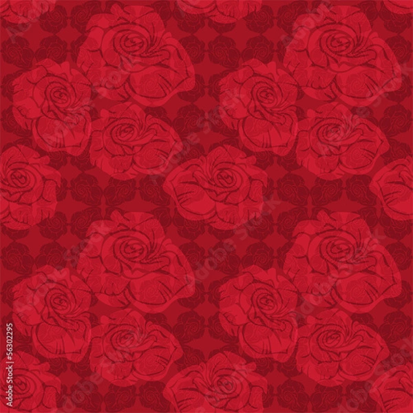 Obraz Seamless pattern with red roses old