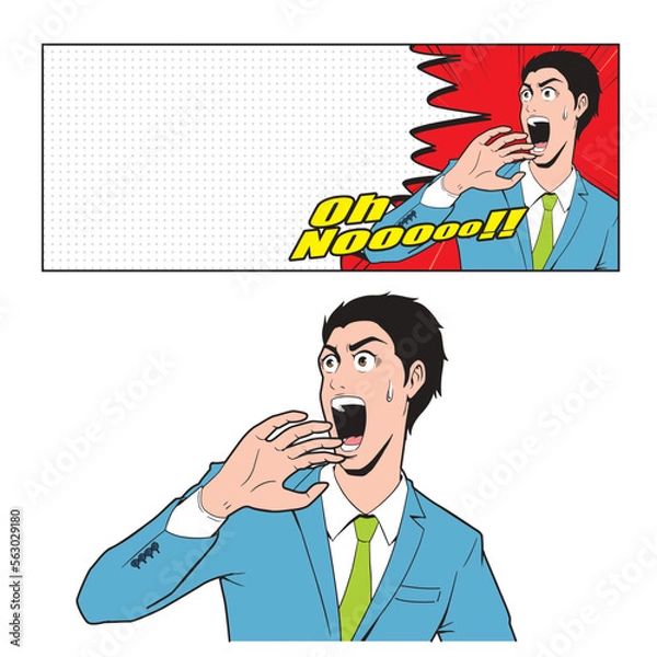 Obraz アメコミタッチの驚くビジネスマン