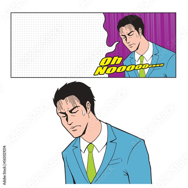 Obraz アメコミタッチの悩むビジネスマン