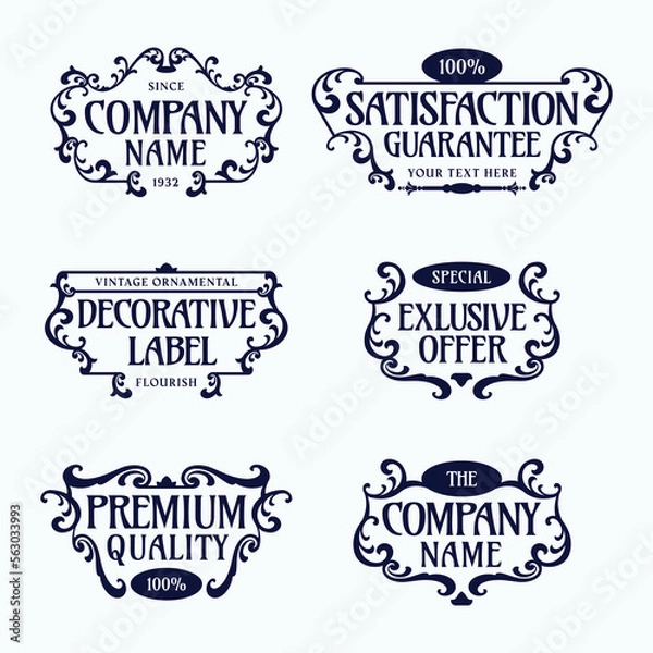 Fototapeta Flourish frames for label, banner, logo, emblem, menu, sticker and other design