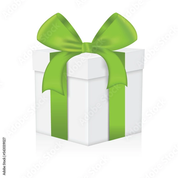 Obraz Green gift box isolated on a white background