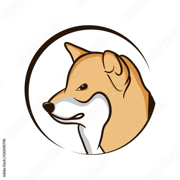 Fototapeta Dog Head Logo With Grinning Expression