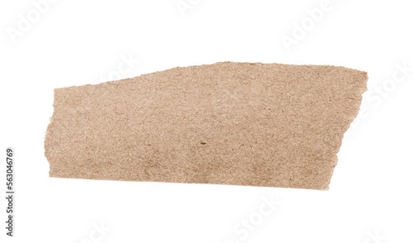 Fototapeta Brown ripped piece of paper isolated on transparent background PNG file
