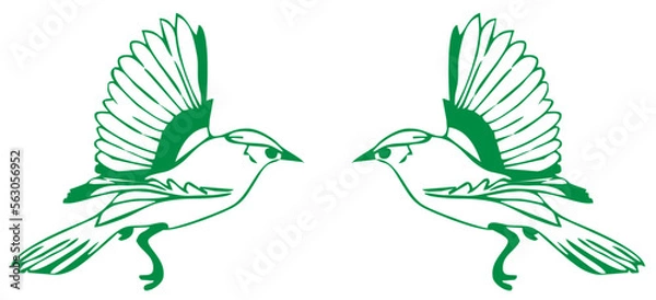 Obraz FLYING BIRDS TEXTILE PATTERN GREEN BACKGROUND