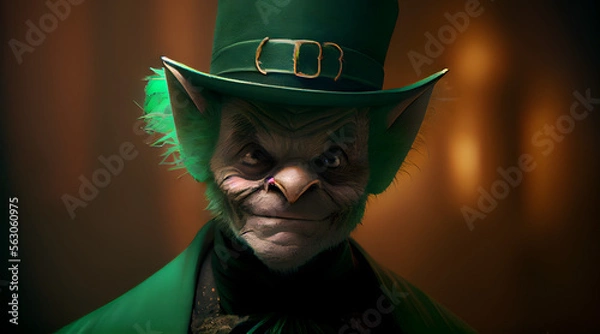 Fototapeta portrait of a bat as a leprechaun on st. patrick's day, generative ai