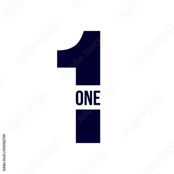 Fototapeta Creative minimal design number one. One symbol isolated on white background. 1 number logo. vector