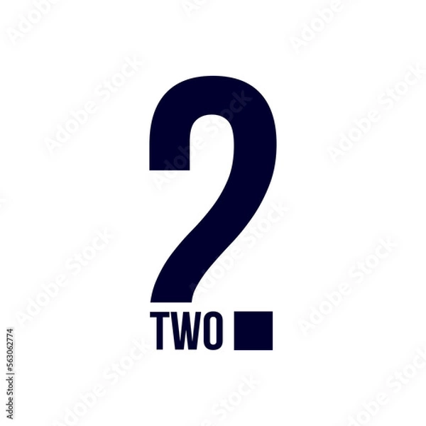 Fototapeta Creative minimal design number Two. Two symbol isolated on white background. 2 number logo. vector