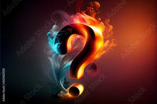 Obraz question mark background with fire, generative ai