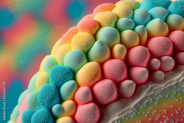 Fototapeta abstract light pastel rainbow frosting dots made by generative ai