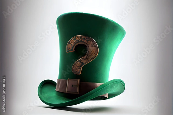 Fototapeta st patrick's day hat, leprechaun hat with question mark, generative ai