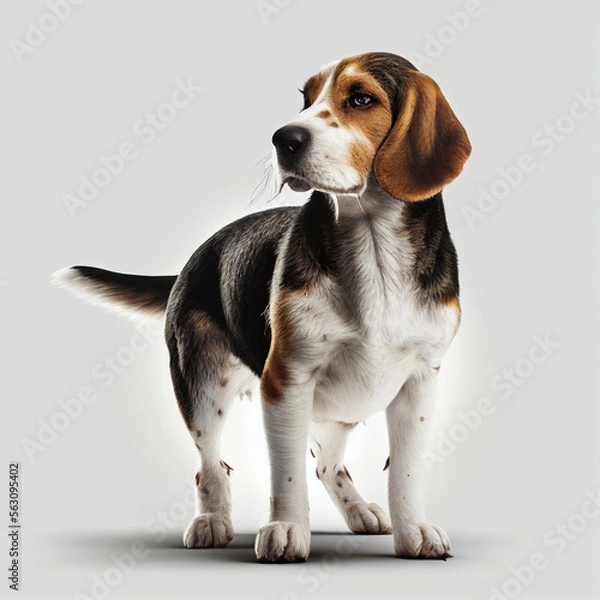 Fototapeta Beagle Shepherd full body image with white background ultra realistic




