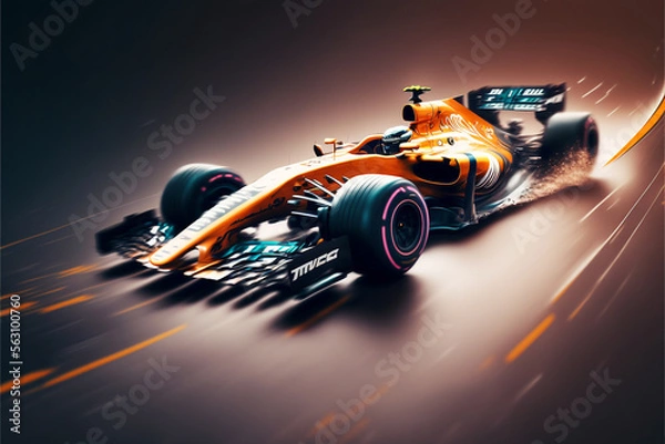 Fototapeta Illustration of a f1 race car stylized - Created with generative ai technology