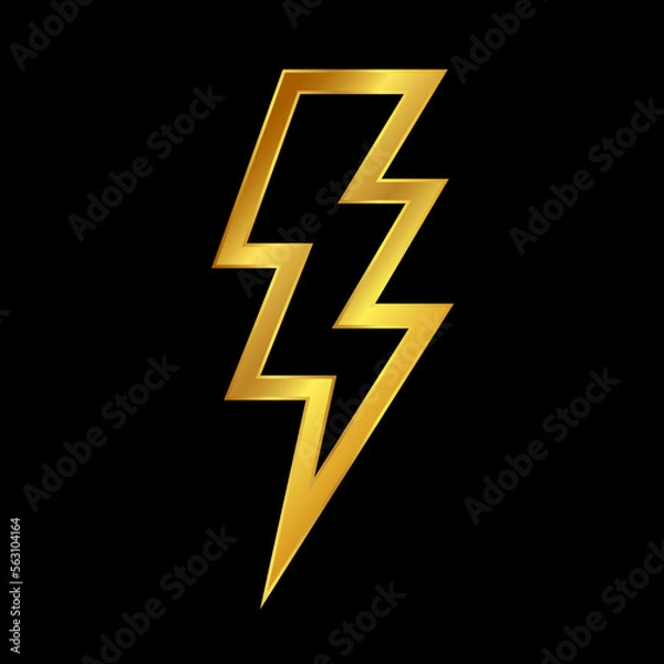 Fototapeta gold lightning bolt icon in trendy flat design
