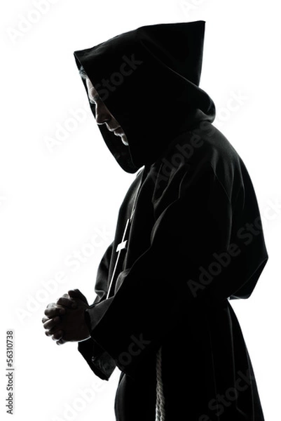 Obraz man monk priest silhouette praying