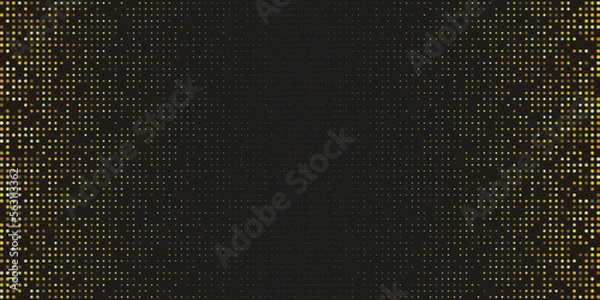 Fototapeta Geometric background vector golden halftone dots on dark background