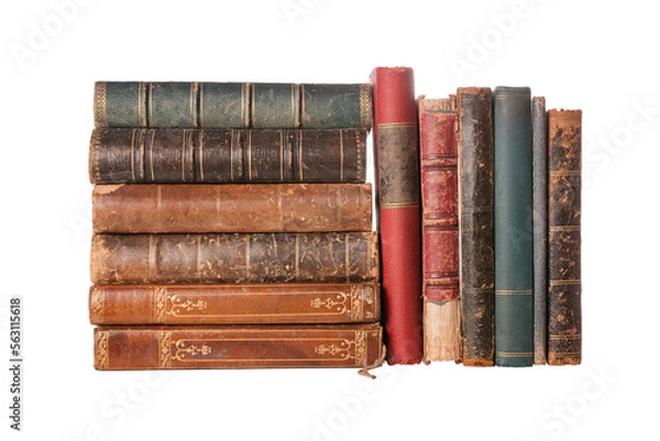 Obraz Group of old books isolated png with transparency