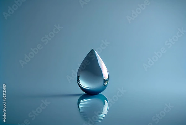 Fototapeta drop of water on blue background, generative ai