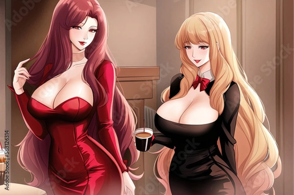 Fototapeta vampire as an extremely tall mother with very long hair . generative ai