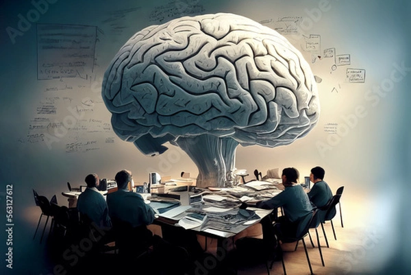 Fototapeta Solution Oriented Brainstorming Meeting, Creative thinking Idea Concept, generative AI