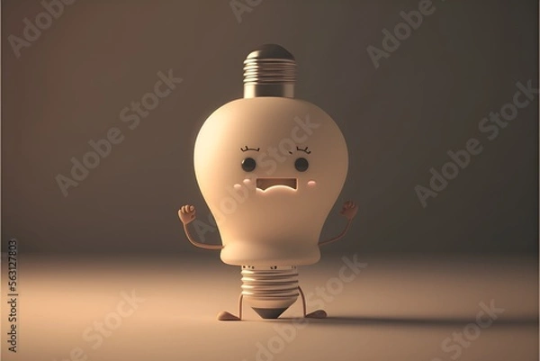 Fototapeta A cute light bulb, generative ai