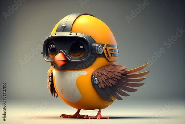 Obraz A bird waring a helmet, generative ai