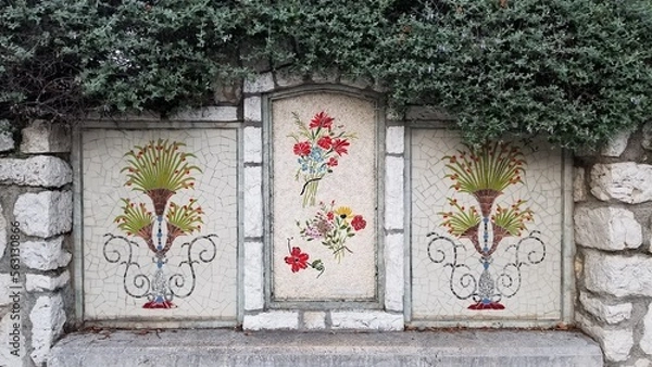 Obraz Mosaic art with flowers in the baroque style.