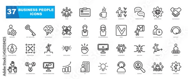 Obraz Simple Set of Business People, human resources, office management - thin line web icon.