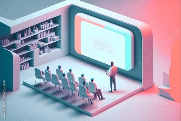 Obraz Product demo. Keynote speech. Product demonstration. Office. Business. Conference.