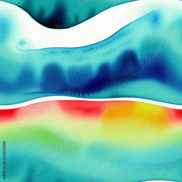Fototapeta Seamless abstract colorful background pattern with watercolor effects, AI generated