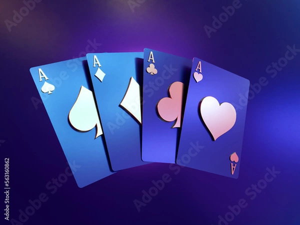 Fototapeta Dark Style Poker Card 3D Render