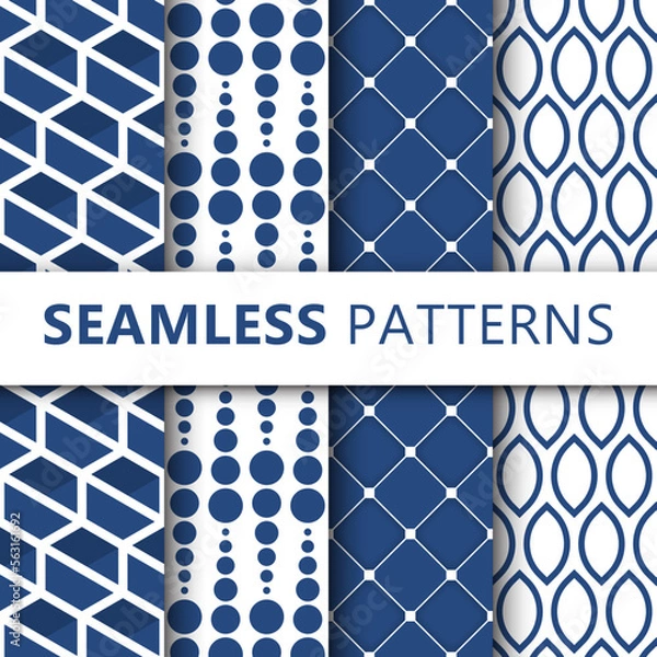 Fototapeta Set draw simple seamless patterns for your fabric and textile