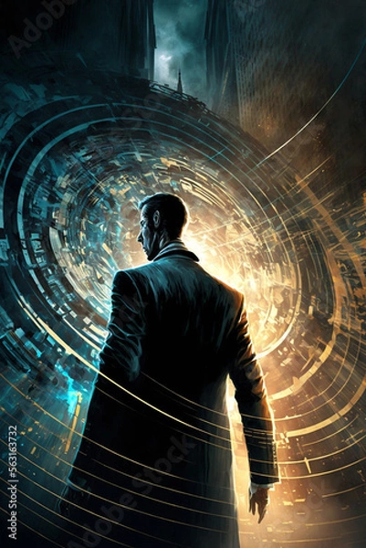 Obraz man entering time vortex generative AI