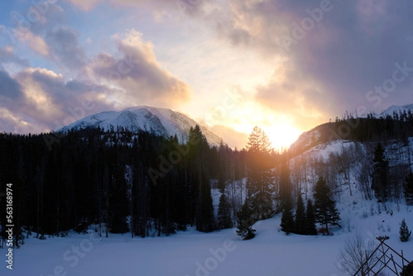 Obraz Snowy Mountain at Sunset