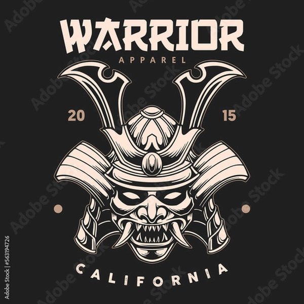 Fototapeta Samurai illustration vintage monochrome style vector artwork