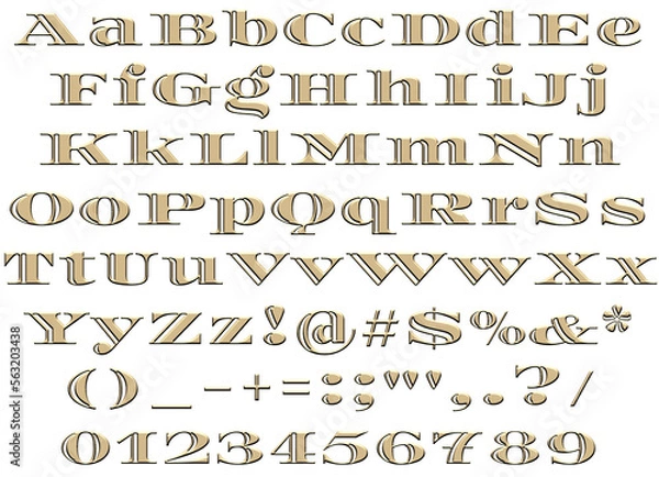 Fototapeta Decorative Alphabet and Numbers Set