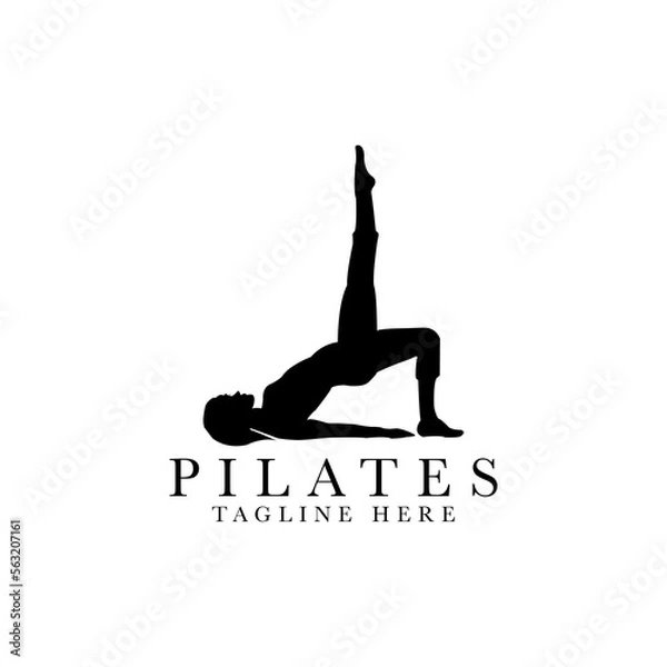 Obraz Pilates position female silhouette logo design vector