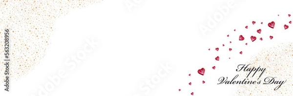 Fototapeta バレンタインにピンクのハート型チョコ　英字入り白背景のバナー素材	